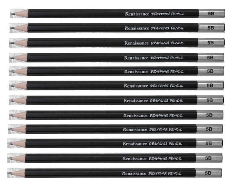RENAISSANCE Drawing Pencil 5B Grade pencils for drawing best for Artist & Student Pack of 12 MADE IN THAILAND