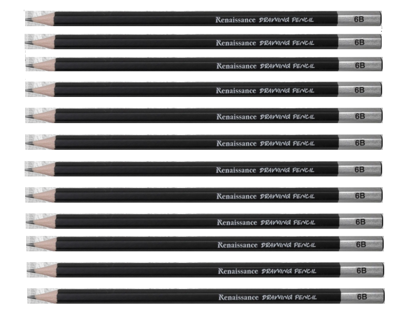 RENAISSANCE Drawing Pencil 6B Grade pencils for drawing best for Artist & Student Pack of 12 MADE IN THAILAND