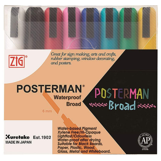 Zig KURETAKE Illumigraph Broad 8 Colors Set Tip Size:6 Mm Broad Paint Marker Made in Japan