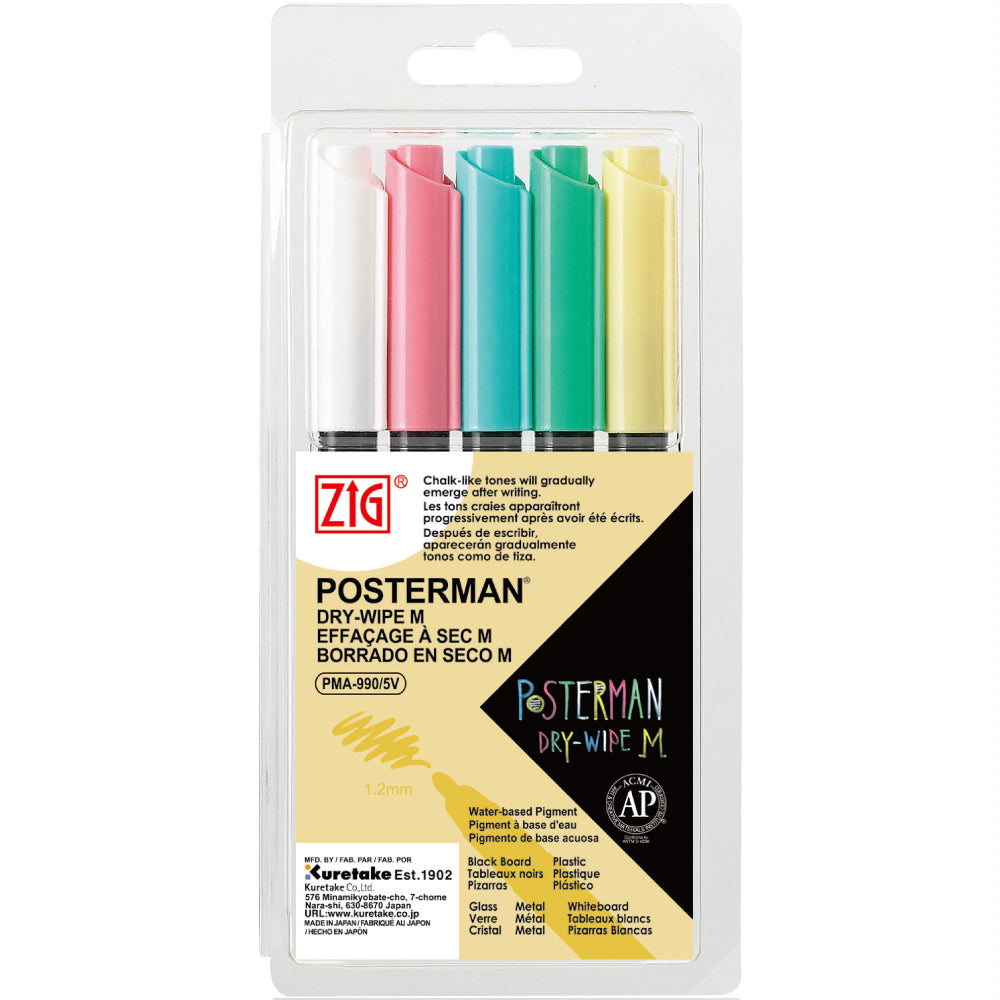 ZIG POSTERMAN DRY-WIPE M 5 colors set