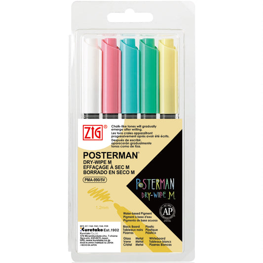 ZIG POSTERMAN DRY-WIPE M 5 colors set