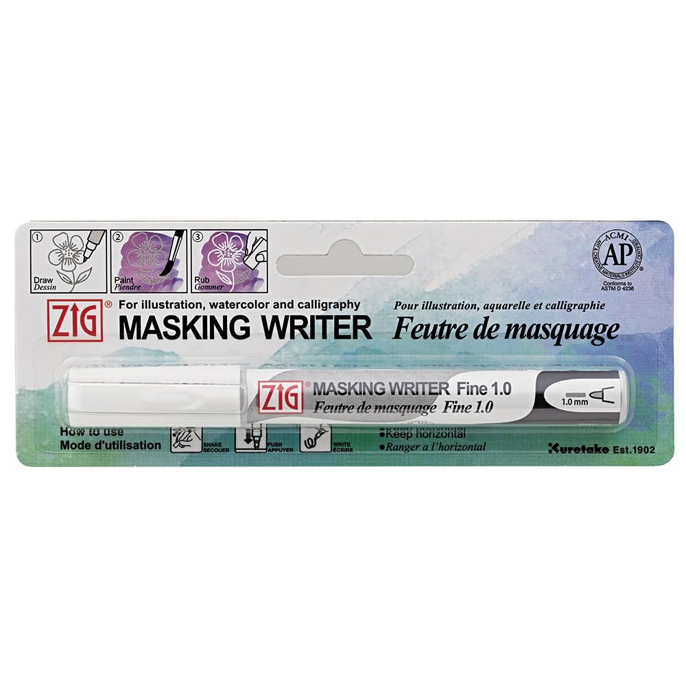 ZIG Masking Writer FINE Professional-Quality, for Artists, Beginners, Kids, Non-Toxic, for Illustration, Watercolor and Calligraphy Made in Japan