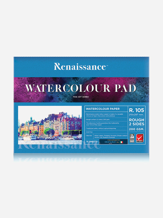 Renaissance R-105 Fabriano Watercolour Pad (15 Sheets, 200 gsm), A4