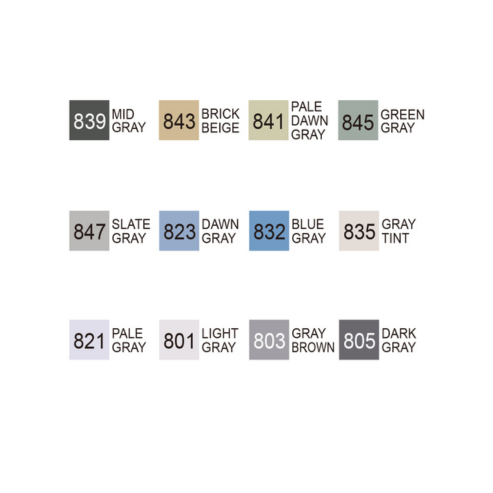 ZIG KURETAKE KURECOLOR TWIN WS 12 colors Gray Colors