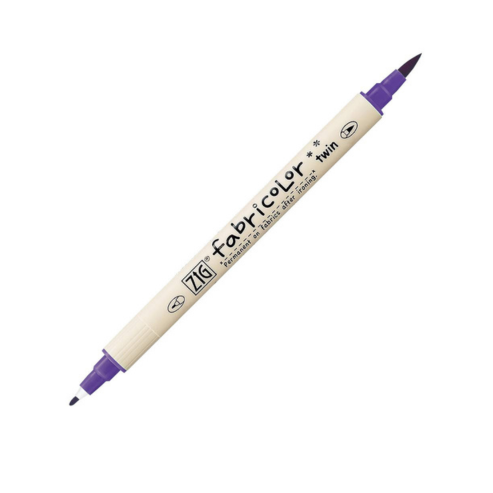 Zig Fabricolor Fabric Marker Twin Combo Pack of Black & Violet (PACK OF 2) 1mm Fine Tip on one end and a Flexible Brush Tip for Journals,Crafts,Illustration,Lettering.