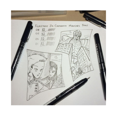 Zig CARTOONIST Special MANGAKA Set Black Pigment Ink (CNM-005,01,05) Micron Liner Pens for Manga Artwork, Illustration, Lettering, Graphic Designers, Paper Crafters and much more. Made in Japan