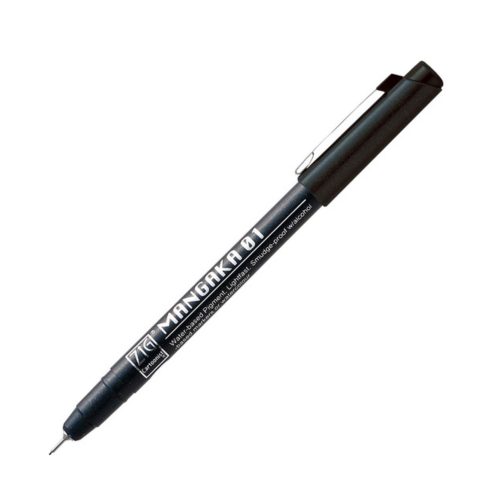 Zig FUDEBIYORI PIGMENT 000 Milky White 010 Black & CARTOONIST MANGAKA 003, 005 2 Brush Pen and 3 Fineliner Pens 010 BLACK Illustration Special Set Flexible Brush Tip