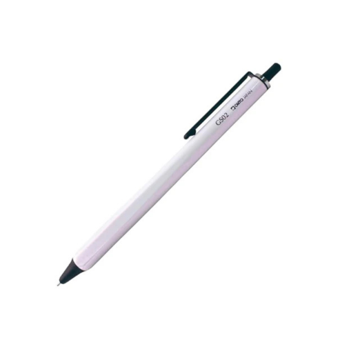 Ohto GS02 Roller Gel Pen, White Body Retractable Needle Tip 0.5mm Black Barrel, Ultra-Quick Drying Black Gel Ink Pen, All-Metal Hybrid Body, Advanced technology Gel ink refill PG-M05NP Made in Japan