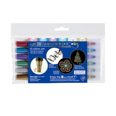 ZIG CLEAN COLOR DOT METALLIC 6 COLOR SET
