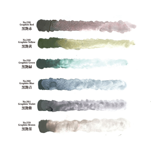 ZIG KURETAKE GANSAI TAMBI Graphite Colors 6 color set, Dark Metallic Black, Watercolor Paint Set, Professional-quality for artists and crafters, water colors for adult, AP-Certified, Made in Japan