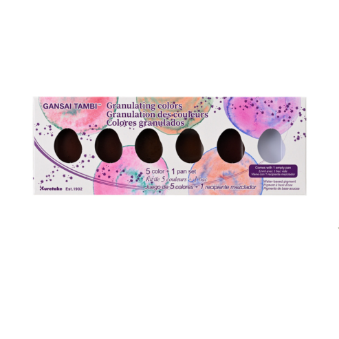Kuretake GANSAI TAMBI GRANULATING COLOR 5 colors set, Watercolor Paint Set, Professional-Quality for Artists and Crafters, AP-Certified, for Adult, Made in Japan