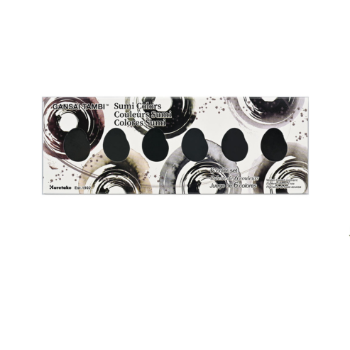 Kuretake Gansai Tambi SUMI Colors, 6 Color Set, Watercolor Paint set, Ideal for Calligraphy, Illustrations, Brush Lettering, Fineart and more, Black Sumi Ink color, Made in Japan