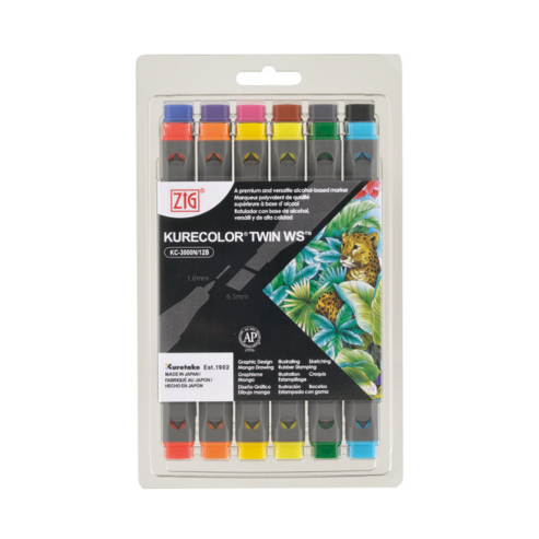 ZIG KURECOLOR TWIN WS 12 colors set Basic Colors