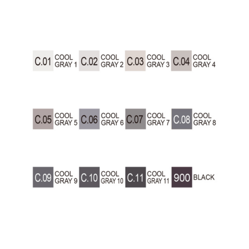 ZIG KURETAKE KURECOLOR TWIN WS 12 Cool Gray Colors
