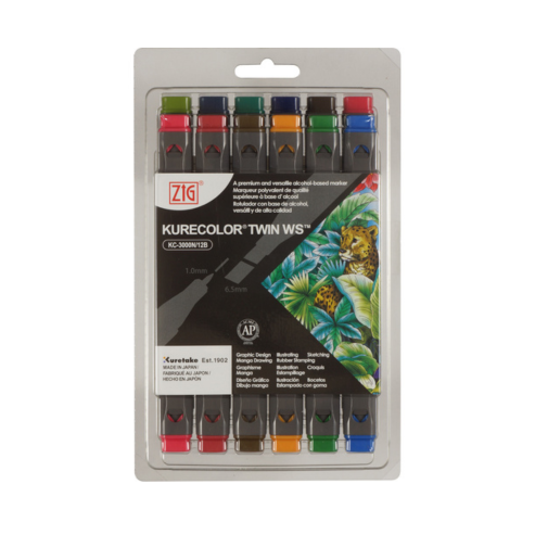 ZIG KURECOLOR TWIN WS 12 colors set Deep Colors