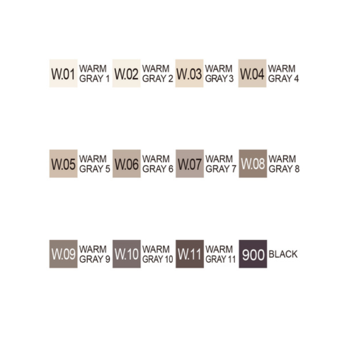 ZIG KURECOLOR TWIN WS 12 colors set Warm Gray Colors