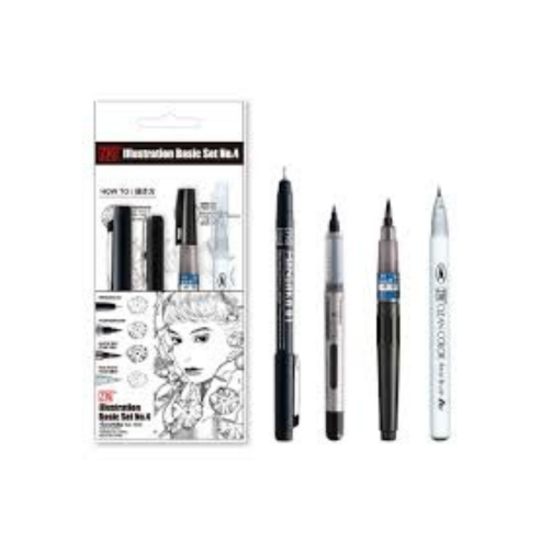 Kuretake ZIG Inktober Special Set, ZIG Illustration Basic Set NO.4 for Manga Drawing, Lettering and Calligraphy, Professional Artist Quality, Made in Japan