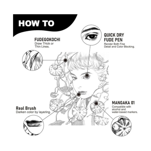 Kuretake ZIG Inktober Special Set, ZIG Illustration Basic Set NO.4 for Manga Drawing, Lettering and Calligraphy, Professional Artist Quality, Made in Japan