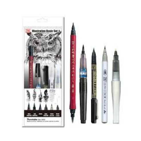 Kuretake ZIG Inktober 2022 Special Set, ILLUSTRATION BASIC SET 3 for Manga Drawing, Lettering and Calligraphy, Professional Artist Quality, Made in Japan