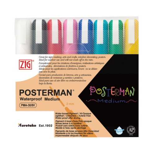 ZIG POSTERMAN Medium 8 colors set
