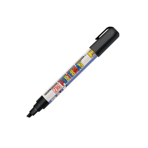 Zig Posterman Waterproof Chalk Marker PMA-50/010/BLACK 6mm Chisel Tip Made In Japan