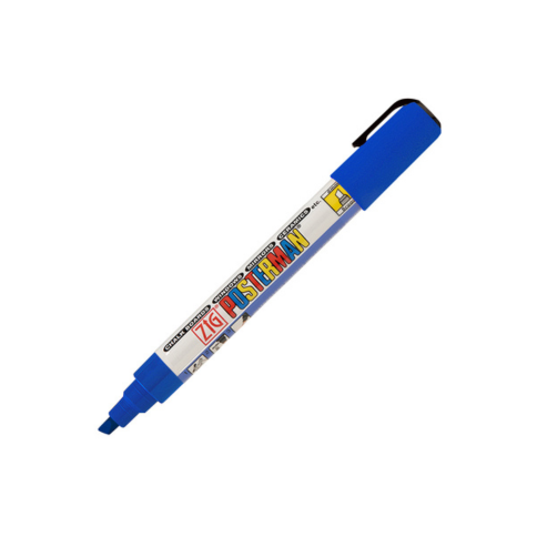 Zig Posterman Waterproof Chalk Marker PMA-50/030/BLUE 6mm Chisel Tip Made In Japan