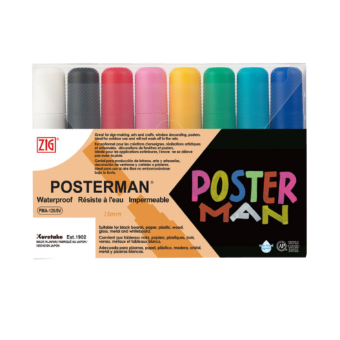 ZIG POSTERMAN Big &amp; Broad 8 colors set