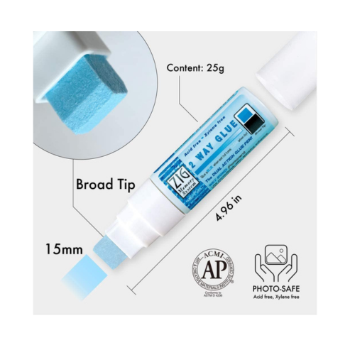 ZIG MEMORY SYSTEM 2 WAY GLUE Blister Pack Squeeze & Roll 1 Pen TIP SIZE-15MM [MSB-30M/1P]