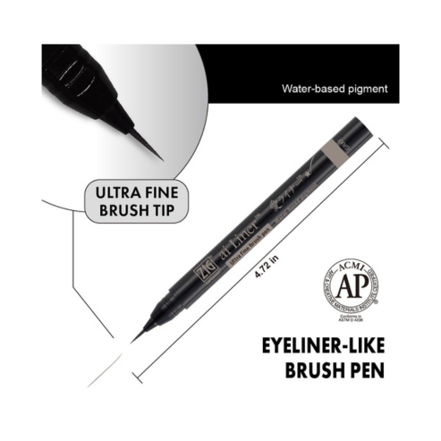 Zig Kuretake ai Liner Ultra Fine Brush Tip Pen – Grey Color | Water-Based Pigment Ink | Perfect for Delicate Expressions in Comic, Manga & Illustration Drawing Pen | Made in Japan