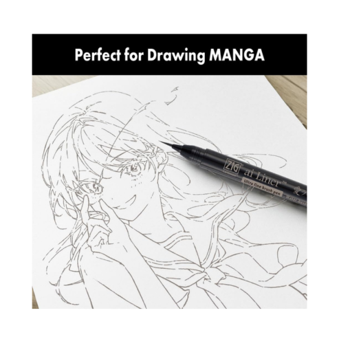 Zig Kuretake ai Liner Ultra Fine Brush Tip Pen – Grey Color | Water-Based Pigment Ink | Perfect for Delicate Expressions in Comic, Manga & Illustration Drawing Pen | Made in Japan