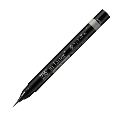 Zig Kuretake ai Liner Ultra Fine Brush Tip Pen – Grey Color | Water-Based Pigment Ink | Perfect for Delicate Expressions in Comic, Manga & Illustration Drawing Pen | Made in Japan