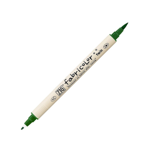 Zig Fabricolor Fabric Marker Twin Combo Pack of Black & Green (PACK OF 2) 1mm Fine Tip on one end and a Flexible Brush Tip for Journals,Crafts,Illustration,Lettering.