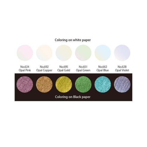 KURETAKE GANSAI TAMBI ”Opal Colors” 6 colors set WITH ZIG WATERCOLOR SYSTEM BRUSH2O Petit COMBO SET