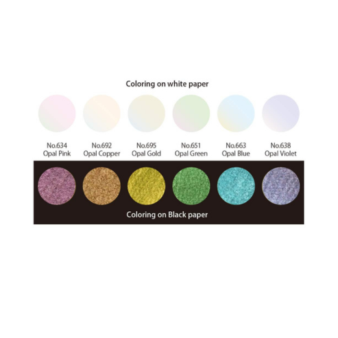 KURETAKE GANSAI TAMBI ”Opal Colors” 6 colors set WITH ZIG WATERCOLOR SYSTEM BRUSH2O Detailer COMBO SET