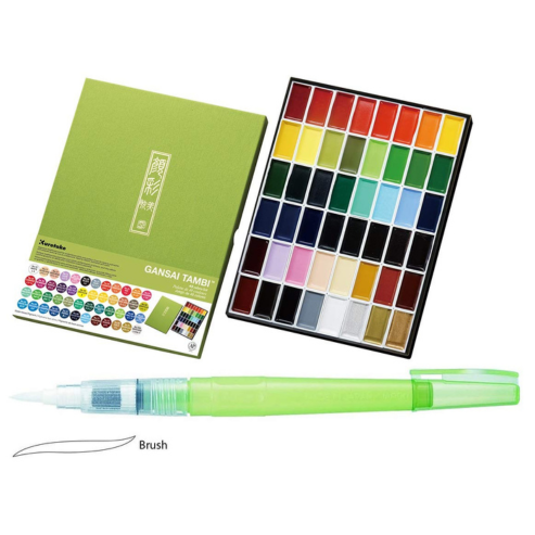 Zig KURETAKE GANSAI TAMBI �????� 48 colors set WATERCOLOR SYSTEM BRUSH2O Medium COMBO SET