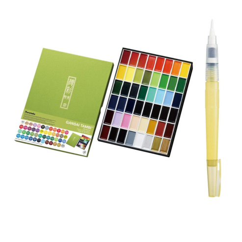 Zig KURETAKE GANSAI TAMBI 48 colors set WATERCOLOR SYSTEM BRUSH2O Detailer combo set