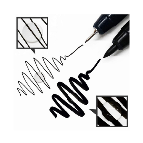 Zig Kuretake CARTOONIST MANGAKA Black 5 set,01,02,03,05,& fine brush pen for art, illustration, lettering, graphic designers, urban artists, paper crafters, AP-Certificated, Made in Japan