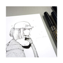 Zig Kuretake CARTOONIST MANGAKA Black 5 set,01,02,03,05,& fine brush pen for art, illustration, lettering, graphic designers, urban artists, paper crafters, AP-Certificated, Made in Japan