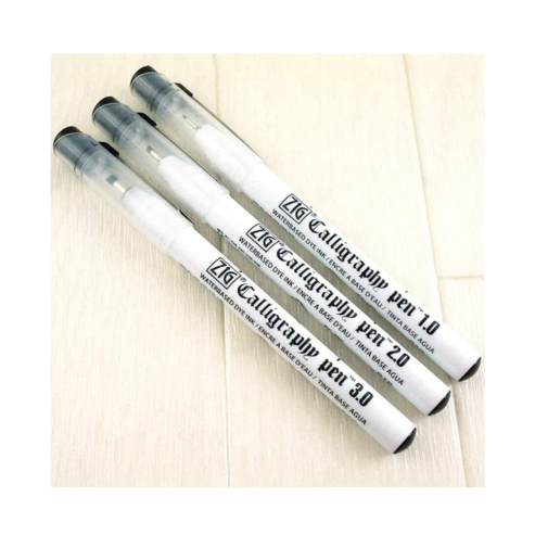 Zig CALLIGRAPHY PEN OBLIQUE Tip BLACK 3 Set, 1mm, 2mm, 3mm, For Italic and Gothic Calligraphy Beginners, AP-Certified, Odourless, Xylene Free, Professional quality, Made in Japan Kuretake