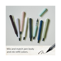 Zig Kuretake Letter Pen COCOIRO, Body with Black Ink Refill Set, Flexible Extra Fine Brush Tip, Refillable marking Pen for Calligraphy, Hand Lettering, Made in Japan (POTTER'S PINK, Black)