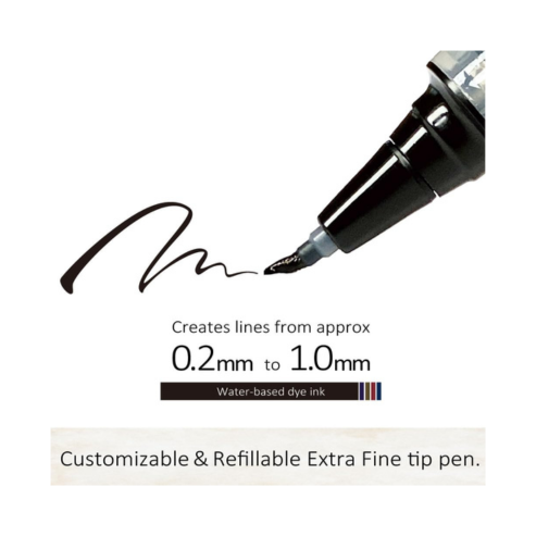 Zig Kuretake Letter Pen COCOIRO, Body with Black Ink Refill Set, Flexible Extra Fine Brush Tip, Refillable marking Pen for Calligraphy, Hand Lettering, Made in Japan (POTTER'S PINK, Black)