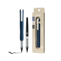 Zig Kuretake Letter Pen COCOIRO, Body with Black Ink Refill Set, Flexible Extra Fine Brush Tip, Refillable marking Pen for Calligraphy, Hand Lettering, Made in Japan (DEEP BLUE, Black)