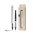 Zig Kuretake Letter Pen COCOIRO, Body with Black Ink Refill Set, Flexible Extra Fine Brush Tip, Refillable marking Pen for Calligraphy, Hand Lettering, Made in Japan (WHITE, Black)