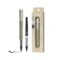 Zig Kuretake Letter Pen COCOIRO, Body with Black Ink Refill Set, Flexible Extra Fine Brush Tip, Refillable marking Pen for Calligraphy, Hand Lettering, Made in Japan (SMOKY OLIVE, Black)