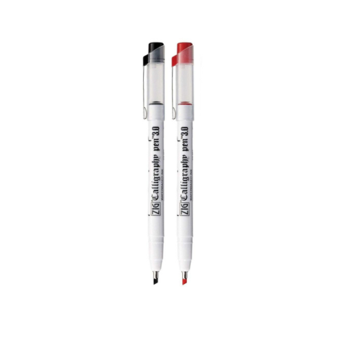Zig Calligraphy Pen Set – 3mm Board Tip Black & Red Ink, Smooth Flow Water-Based Ink for Elegant Hand Lettering, Journaling, Greeting Cards & Art Projects. AP-Certified Japan