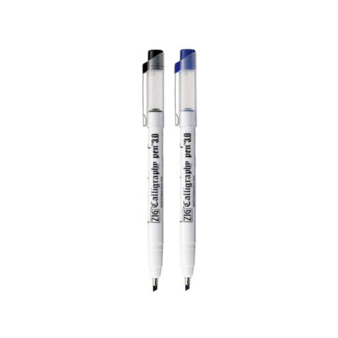 Zig Calligraphy Pen Set – 3mm Board Tip Black & Blue Ink, Smooth Flow Water-Based Ink for Elegant Hand Lettering, Journaling, Greeting Cards & Art Projects. AP-Certified Japan