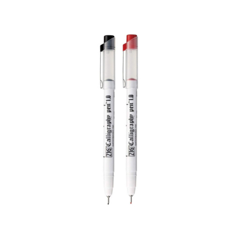 Zig Calligraphy Pen Set – 1mm Fine Tip Black & Red Ink, Smooth Flow Water-Based Ink for Elegant Hand Lettering, Journaling, Greeting Cards & Art Projects. AP-Certified Japan