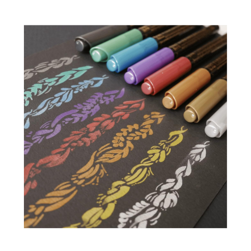Zig FUDEBIYORI Brush Pens Metallic set of 3 perfect for lettering, illustration on dark papers, art, calligraphy, journaling, Archival quality, Odourless, Flexible brush tip. AP-Certified JAPAN