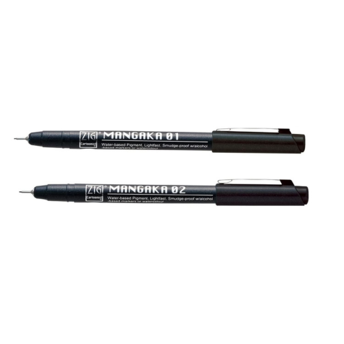 Zig CARTOONIST MANGAKA 010 Black Pigment CNM-01,02 Pack of 2 Micron Liner Pens for Art,Illustration,Lettering,Graphic Designers,Paper Crafters and much more. AP-Certificated JAPAN
