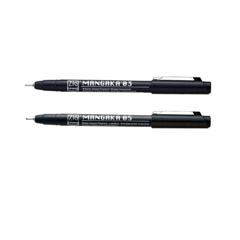Zig CARTOONIST MANGAKA 010 Black Pigment CNM-03,05 Pack of 2 Micron Liner Pens for Art,Illustration,Lettering,Graphic Designers,Paper Crafters and much more. AP-Certificated JAPAN